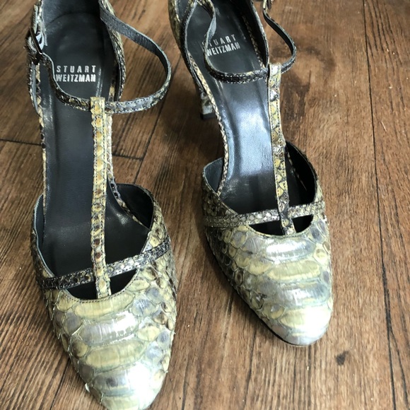 Stuart Weitzman snakeskin high-heeled strap shoes - Picture 2 of 5